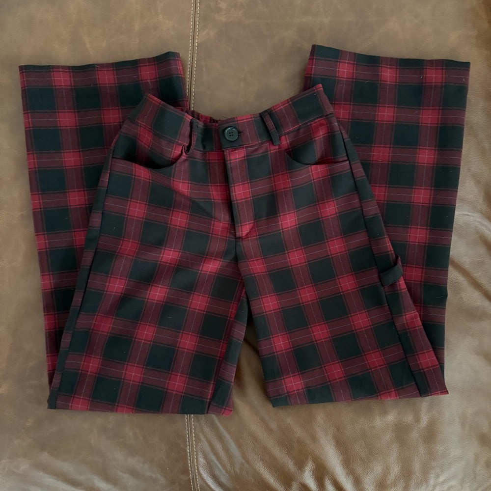 Forever 21 Red and Black Checkered Pants